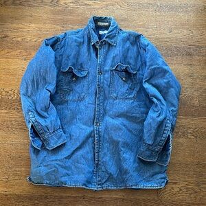 Vintage insulated button front denim chore jacket fits L/XL